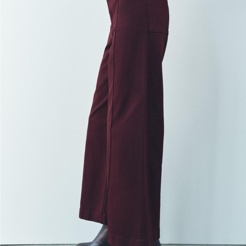 Zara Burgundy Wide Leg Pants - Picture 3 of 12